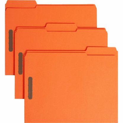 Picture of Smead Color Fastener Folders With Reinforced Tabs, 8 1/2in x 11in, Letter Size, 1/3 Tab Cut, Orange, Box Of 50 Folders