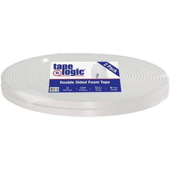 Picture of Tape Logic Double-Sided Foam Tape, 0.75in x 36 Yd., White, Case Of 2