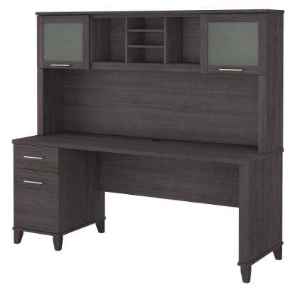 Picture of Bush Furniture Somerset 72inW Office Desk With Hutch, Storm Gray, Standard Delivery