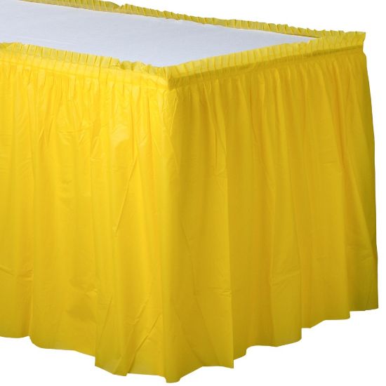 Picture of Amscan Plastic Table Skirts, Yellow Sunshine, 21' x 29in, Pack Of 2 Skirts