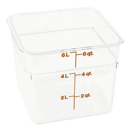 Picture of Cambro Food Storage Container, 7 1/8inH x 8 11/16inW x 8 11/16inD, 6 Qt, Clear