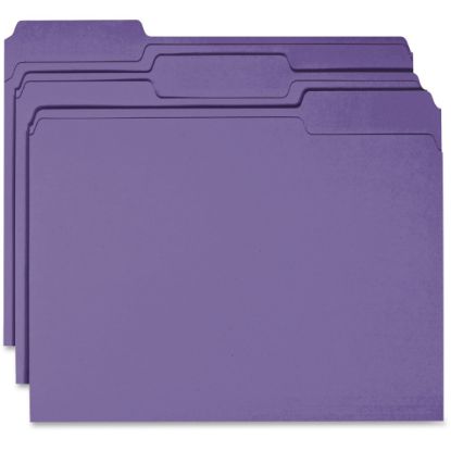 Picture of Business Source 1/3 Tab Cut Top Tab File Folders - Purple - 100 / Box