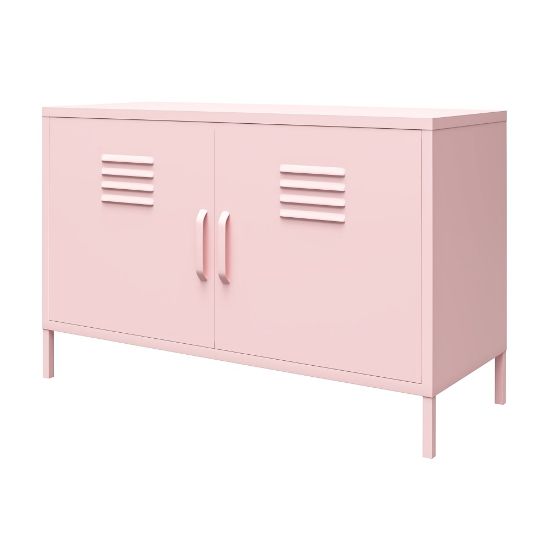 Picture of Ameriwood Home Cache 2-Door Metal Locker Accent Cabinet, 25-1/4inH x 39-3/8inW x 15-3/4inD, Pink