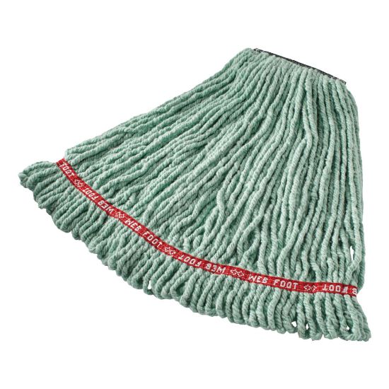 Picture of Rubbermaid Web Foot Shrinkless Cotton Wet Mop Heads, 20 Oz, Green, Pack Of 6 Heads