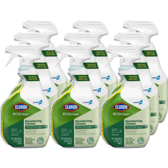 Picture of Clorox CloroxPro EcoClean Disinfecting Cleaner Spray Bottles, 32 Oz, Pack Of 9 Bottles