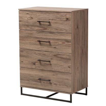 Picture of Baxton Studio Daxton Wood Storage Chest, 4-Drawer, 40-1/2inH x 27-3/4inW x 15-3/4inD, Oak