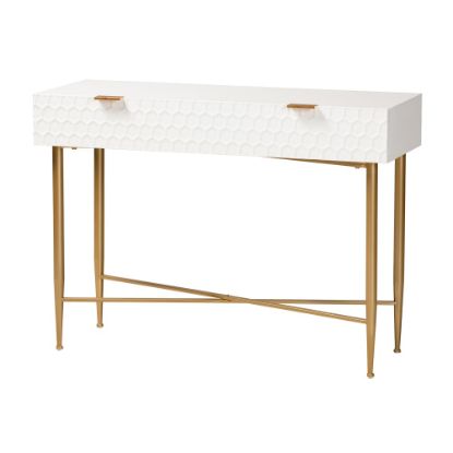 Picture of Baxton Studio Galia 1-Drawer Console Table, 29-15/16inH x 41-3/4inW x 15inD, White/Gold