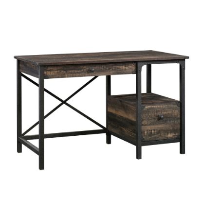 Picture of Sauder Steel River 48inW Office Computer Desk, Carbon Oak