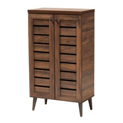 Picture of Baxton Studio Salma 24inW 2-Door Shoe Storage Cabinet, Walnut Brown