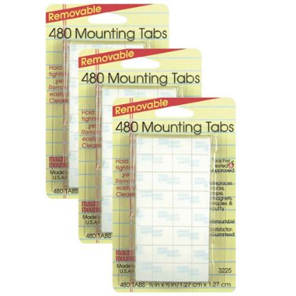 Picture of Miller Studio Removable Magic Mounts, Tabs, 1/2in x 1/2in, White, 480 Tabs Per Pack, Set Of 3 Packs