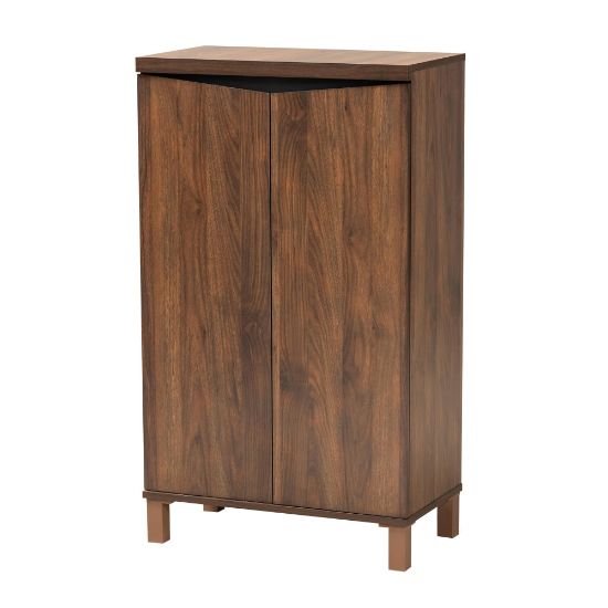 Picture of Baxton Studio Talon 24inW 2-Door Shoe Storage Cabinet, Walnut Brown/Gray