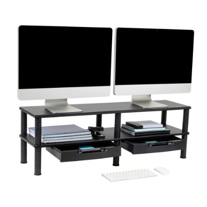 Picture of Mind Reader Extended 2-Tier Dual Monitor Stand, 12-1/2inH x 11inW x 38-1/2inD, Black