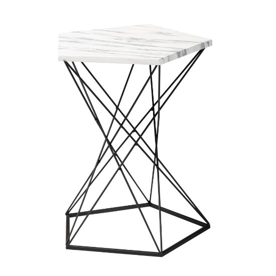 Picture of Baxton Studio Oberon End Table With Faux Marble Tabletop, 20-3/4inH x 16-1/2inW x 15-3/4inD, Black