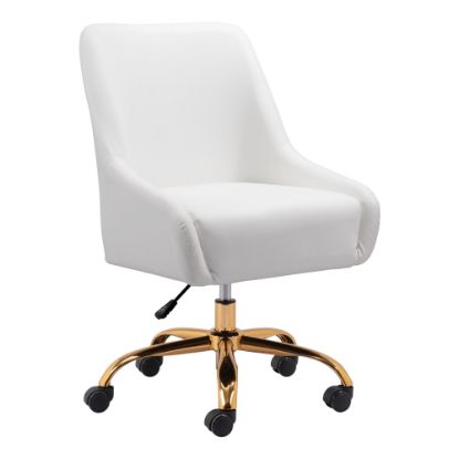 Picture of Zuo Modern Madelaine Ergonomic High-Back Office Chair, White/Gold