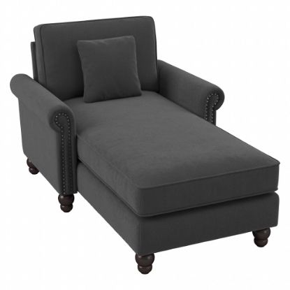 Picture of Bush Furniture Coventry Chaise Lounge With Arms, Charcoal Gray Herringbone, Standard Delivery