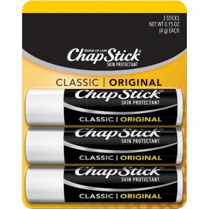 Picture of ChapStick Classic Lip Balms, Original, 0.15 Oz, Pack Of 3 Sticks