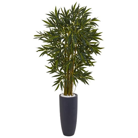 Picture of Nearly Natural 6-1/2ftH Bamboo Tree With Cylinder Planter, Gray/Green