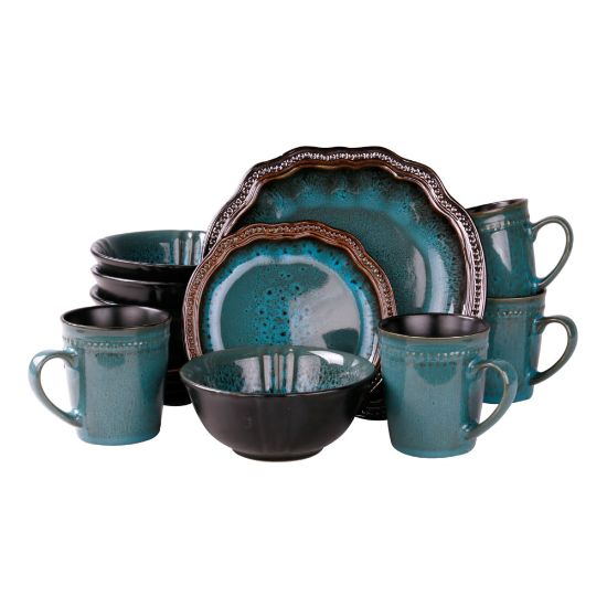 Picture of Elama 16-Piece Stoneware Dinnerware Set, Mystic Waves