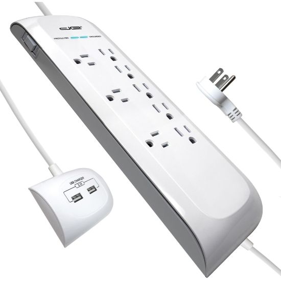 Picture of Digital Energy World 8-Outlet Surge Protector Power Strip with 2 USB Ports (6-Foot Power Cord) - 2 x USB, 8 x AC Power - 1875 VA - 4200 J - 120 V AC Input