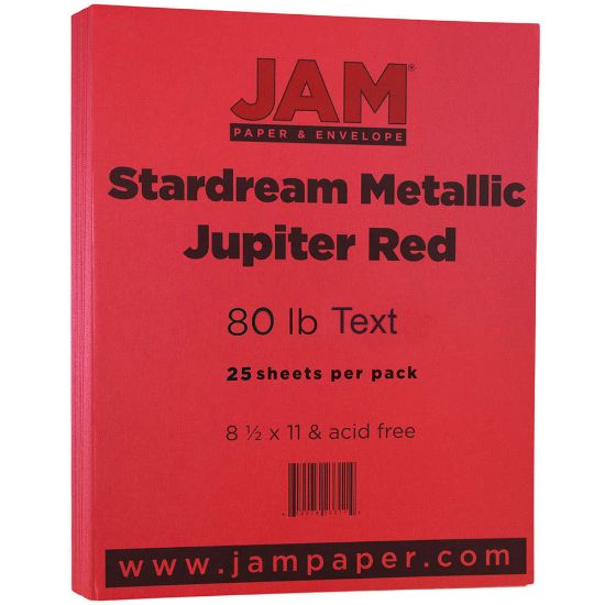 Picture of JAM Paper Color Multi-Use Card Stock, Red Metallic, Letter (8.5in x 11in), 80 Lb, Pack Of 25