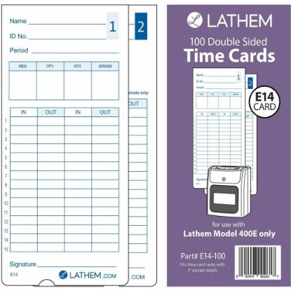 Picture of Lathem Model 400E Double Sided Time Cards - Double Sided Sheet - Blue Print Color - 100 / Pack