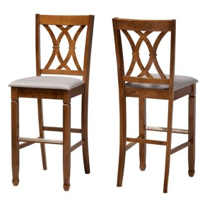 Picture of Baxton Studio Calista Bar Stools, Gray/Walnut, Set Of 2