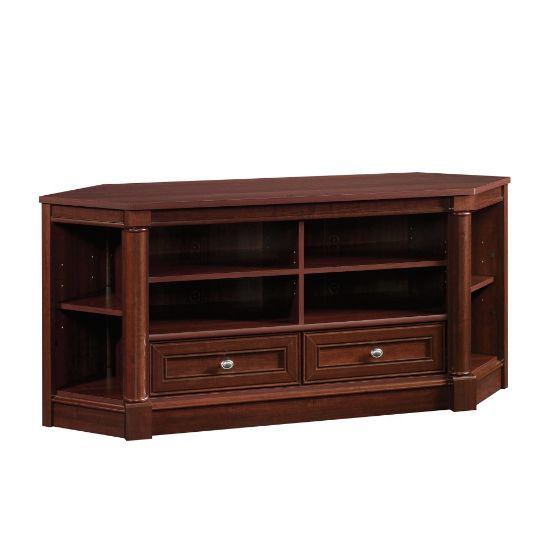 Picture of Sauder Palladia Corner Entertainment Credenza For 60in TVs, 27-3/8inH x 61-1/8inW x 18-1/2inD, Select Cherry