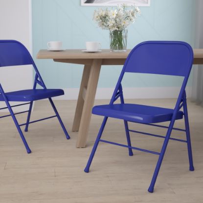 Picture of Flash Furniture HERCULES COLORBURST Metal Triple-Braced Folding Chair, Cobalt Blue