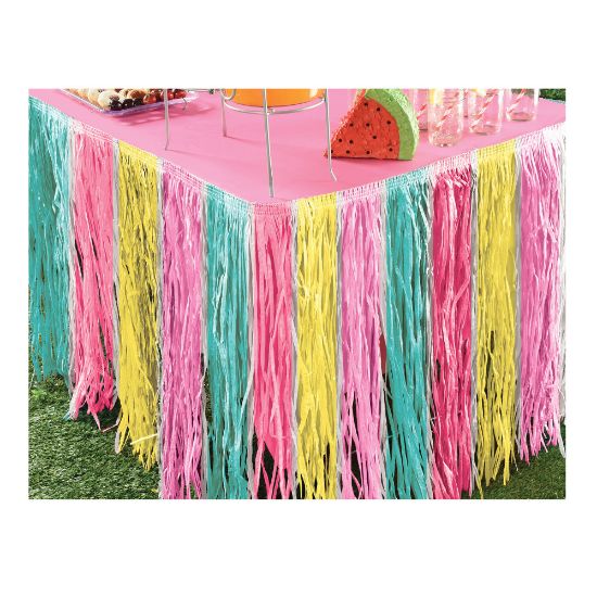 Picture of Amscan Just Chillin Plastic Grass Table Skirt, 29in x 9ft, Multicolor