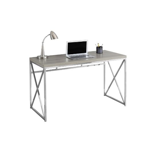 Picture of Monarch Specialties Contemporary 48inW Computer Desk With Framed Criss-Cross Legs, Chrome/Dark Taupe