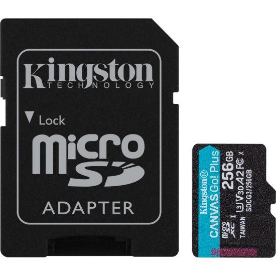 Picture of Kingston Canvas Go! Plus SDCG3 256 GB Class 10/UHS-I (U3) microSDXC - 170 MB/s Read - 90 MB/s Write - Lifetime Warranty