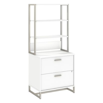 Picture of Bush Business Furniture Method 29-3/4inW x 19-3/4inD Lateral 2-Drawer File Cabinet With Hutch, White, Standard Delivery