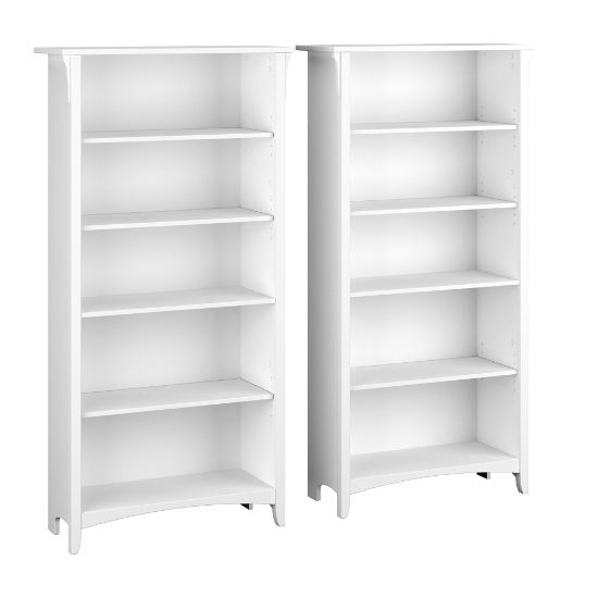 Picture of Bush Business Furniture Salinas 63inH 5-Shelf Bookcases, Shiplap Gray/Pure White, Set Of 2 Bookcases, Standard Delivery