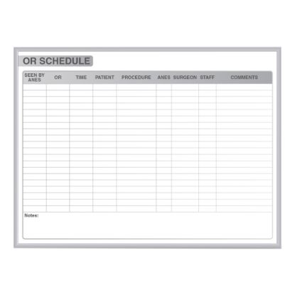 Picture of Ghent OR Schedule Magnetic Dry-Erase Whiteboard, 48in x 96in, Aluminum Frame With Silver Finish