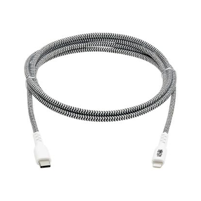 Picture of Tripp Lite M102-006-HD Heavy-Duty USB-C to Lightning Cable (M/M), 6 ft. - First End: 1 x Type C Male USB - Second End: 1 x 8-pin Lightning Male Proprietary Connector - 480 Mbit/s - MFI - 26/21 AWG - Black, White