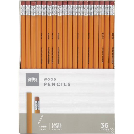 Picture of Office Depot Brand Wood Pencils, Unsharpened, #2 Medium Soft Lead, Pack Of 36