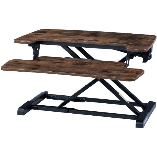 Picture of FlexiSpot Alcove Series Desk Riser, 19-3/4inH x 28-7/16inW x 23-3/4inD, Rustic Wood