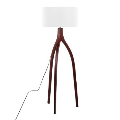 Picture of LumiSource Wishbone Contemporary Floor Lamp, 54-3/4inH, White/Walnut