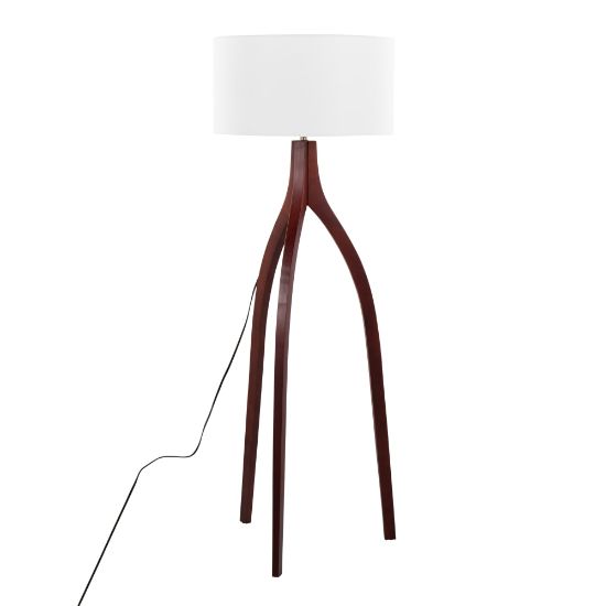 Picture of LumiSource Wishbone Contemporary Floor Lamp, 54-3/4inH, White/Walnut