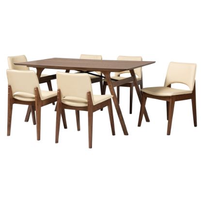 Picture of Baxton Studio Afton 7-Piece Dining Set, Beige/Walnut