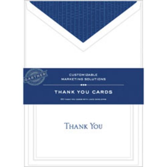 Picture of Gartner Studios Thank You Cards, 5 1/4in x 3 3/4in, White With Blue Accents, Pack Of 20