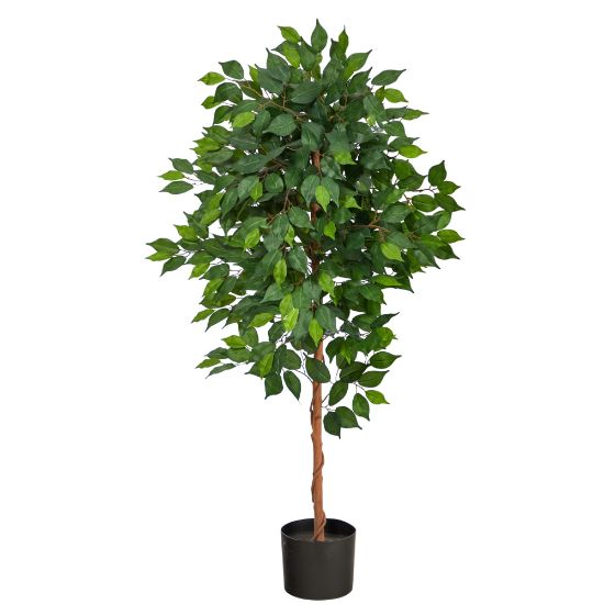 Picture of Nearly Natural Ficus 48inH Artificial Plant With Planter, 48inH x 25inW x 12inD, Green/Black