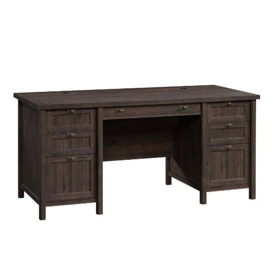 Picture of Sauder Costa 66inW Executive Computer Desk, Coffee Oak