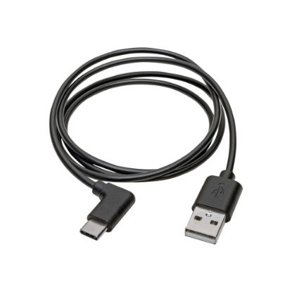 Picture of Tripp Lite USB 2.0 Hi-Speed Cable A to USB Type C USB C M/M Right-Angle 3ft 3ft - 1 x Type A Male USB - 1 x Type C Male USB - Nickel Plated Connector - Gold Plated Contact - Black