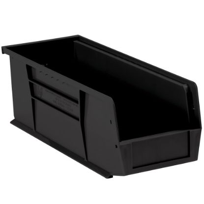 Picture of Partners Brand Plastic Stack & Hang Bin Boxes, Small Size, 14 3/4in x 5 1/2in x 5in, Black, Pack Of 12