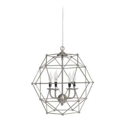 Picture of Elegant Designs 4-Light Hexagon Pendant Lamp, 18inW, Brushed Nickel