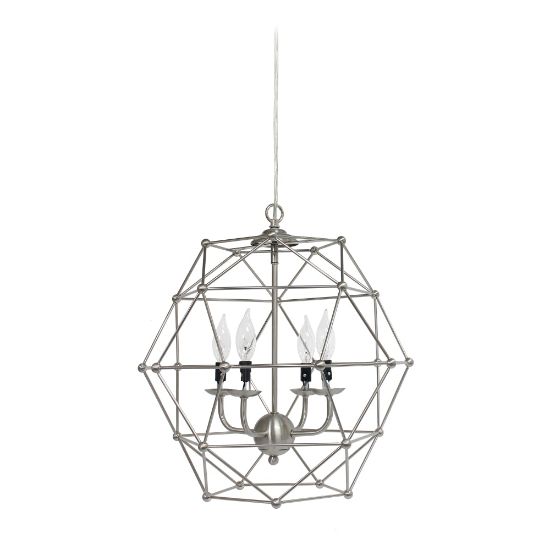 Picture of Elegant Designs 4-Light Hexagon Pendant Lamp, 18inW, Brushed Nickel