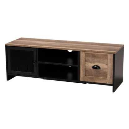 Picture of Baxton Studio Connell 2-Tone 2-Door TV Stand For 43.3in TVs, Natural Brown/Black