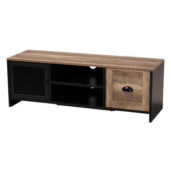 Picture of Baxton Studio Connell 2-Tone 2-Door TV Stand For 43.3in TVs, Natural Brown/Black