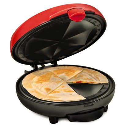 Picture of Taco Tuesday Deluxe 6-Wedge Electric Quesadilla Maker, 5in x 9-1/2in, Red/Black